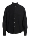 Fall Winter Spring Summer Man Shirt Black Size Xl Cotton, Polyamide, Silk In Black