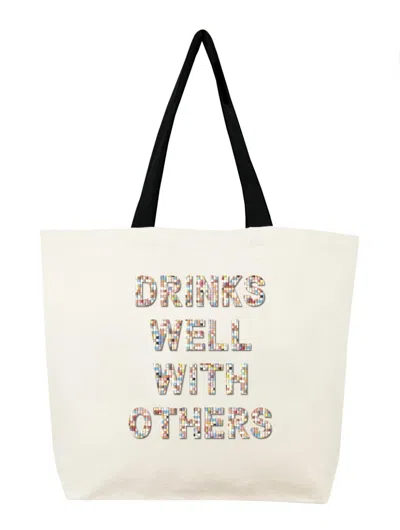 Fallon & Royce Women's Confetti Bead Beach Tote Bag In Drinks Well With Others In White