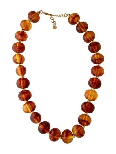 Pre-owned Fallon Beaded Necklace, 20.25" In Orange