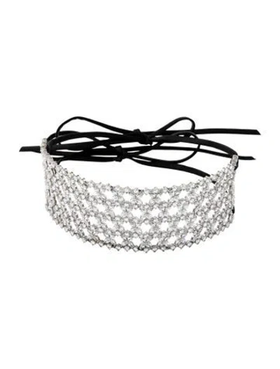 Pre-owned Fallon Cord & Crystal Double Strand Choker Necklace, 38" In Multicolor