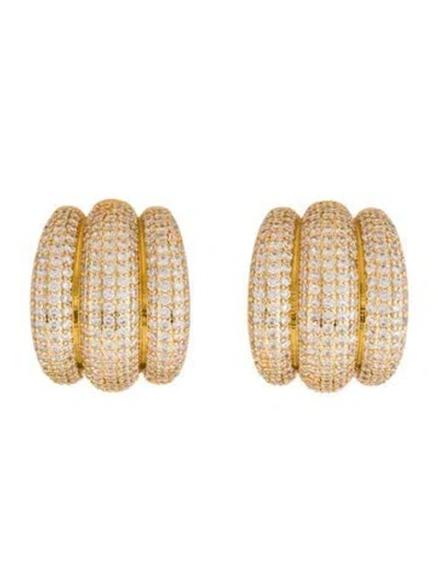 Pre-owned Fallon Crystal Half Hoop Stud Earrings In Transparent