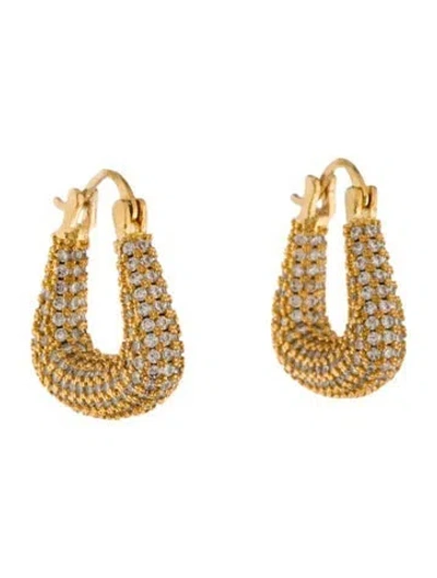Pre-owned Fallon Cubic Zirconia 360 Pavé Hoop Earrings In Multi