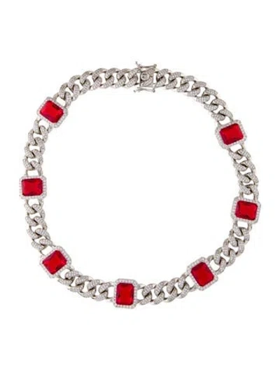 Pre-owned Fallon Cubic Zirconia & Crystal Station Collar Necklace, 16"