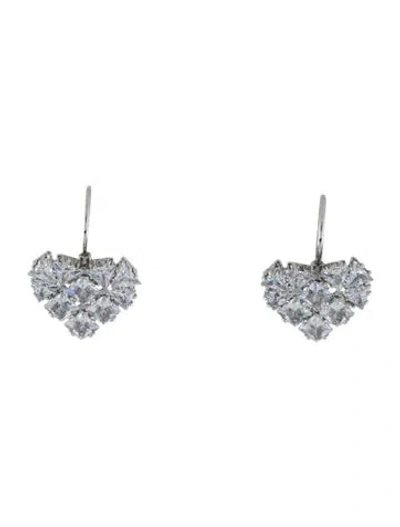 Pre-owned Fallon Cubic Zirconia Cluster Heart Drop Earrings In Multi