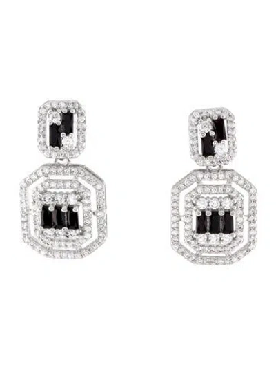 Pre-owned Fallon Cubic Zirconia Deco Drop Earrings In Multi