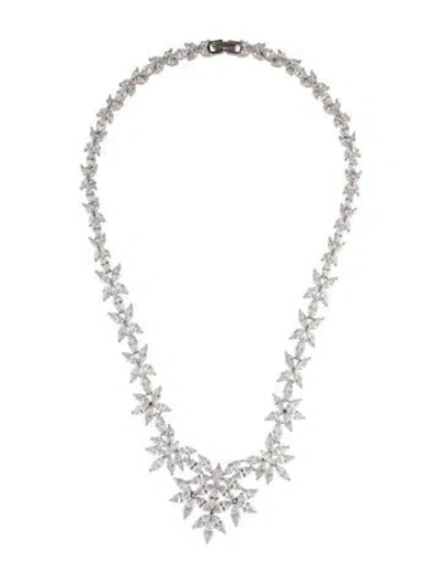 Pre-owned Fallon Cubic Zirconia Monarch Bib Collar Necklace, 16" In Transparent