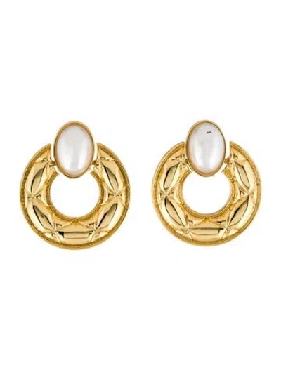 Pre-owned Fallon Faux Pearl Drop Earrings In White
