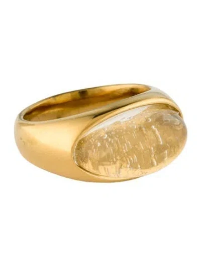 Pre-owned Fallon Glass Bead Cocktail Ring In Transparent