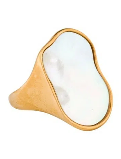 Pre-owned Fallon Mother Of Pearl Cocktail Ring In White