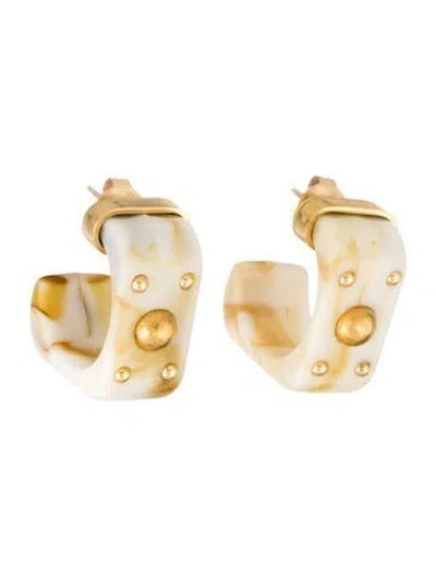 Pre-owned Fallon Resin Hoop Earrings In Neutral
