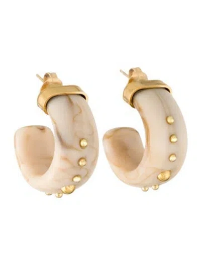 Pre-owned Fallon Resin Hoop Earrings In Neutral