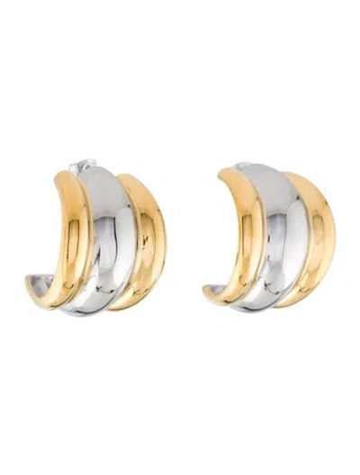 Pre-owned Fallon Two-tone Camilla Ribbed Hoop Earrings In Multi
