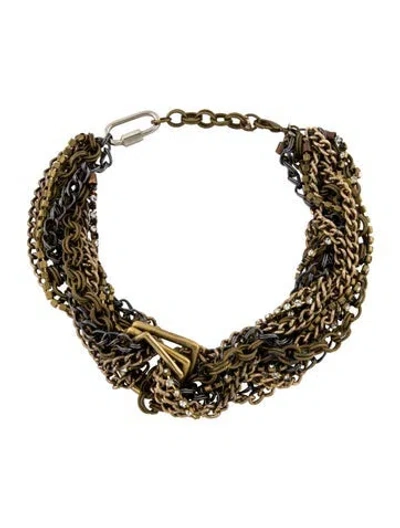 Pre-owned Fallon Two-tone Crystal Collar Necklace, 21" In Multi