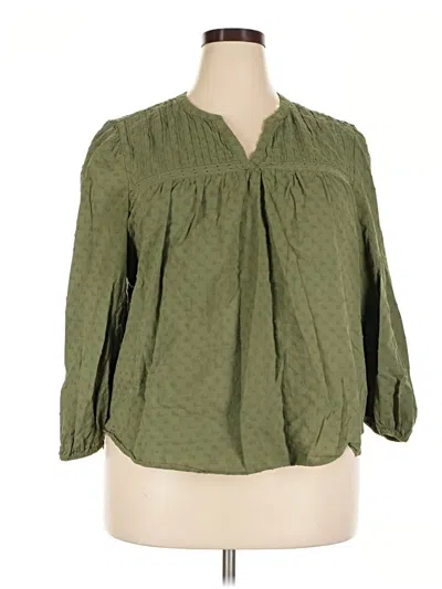 Pre-owned Falls Creek 3/4 Sleeve Blouse In Green