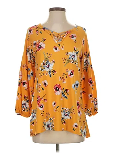 Pre-owned Falls Creek 3/4 Sleeve Blouse In Yellow