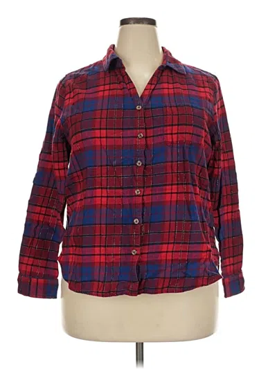 Pre-owned Falls Creek 3/4 Sleeve Button Down Shirt In Red