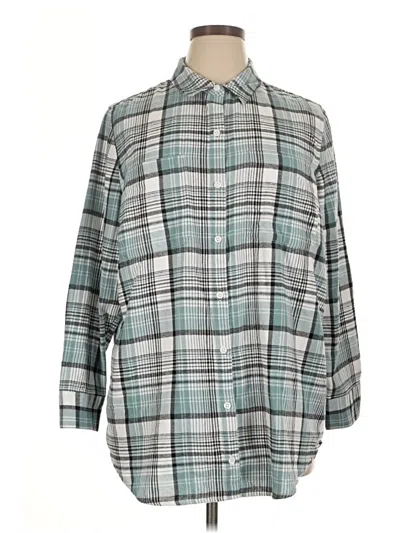 Pre-owned Falls Creek 3/4 Sleeve Button Down Shirt In Teal