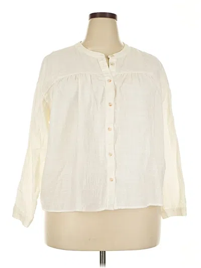 Pre-owned Falls Creek 3/4 Sleeve Button Down Shirt In White