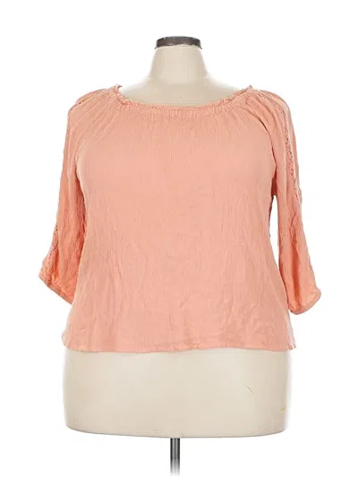 Pre-owned Falls Creek 3/4 Sleeve Top Orange Cold Shoulder Neckline Tops