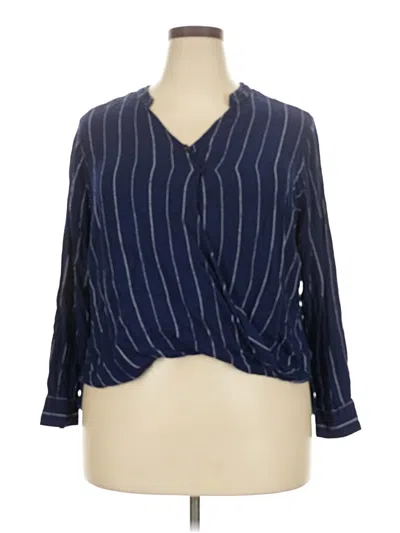 Pre-owned Falls Creek Long Sleeve Blouse In Blue