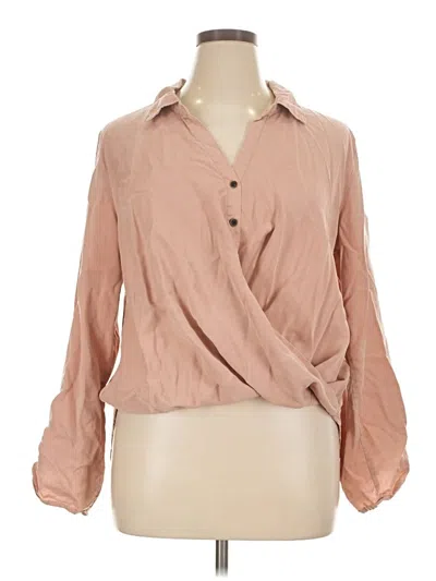 Pre-owned Falls Creek Long Sleeve Blouse In Tan