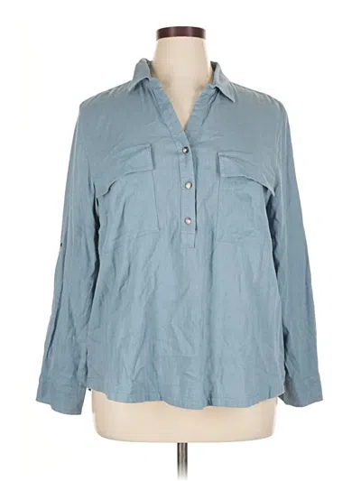 Pre-owned Falls Creek Long Sleeve Button Down Shirt In Blue