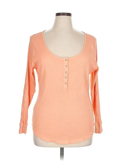 Pre-owned Falls Creek Long Sleeve Top Orange Scoop Neck Tops