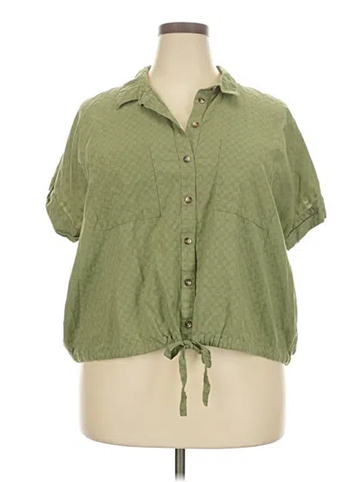 Pre-owned Falls Creek Short Sleeve Blouse In Green