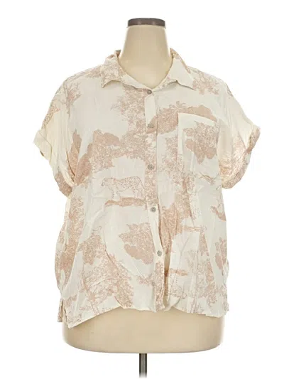 Pre-owned Falls Creek Short Sleeve Blouse In Ivory