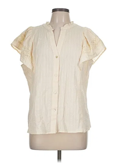 Pre-owned Falls Creek Short Sleeve Blouse In Ivory