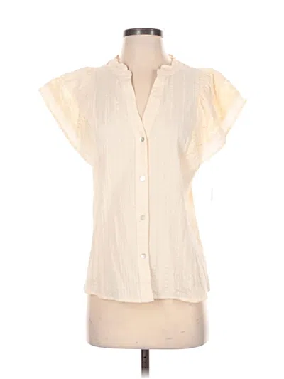 Pre-owned Falls Creek Short Sleeve Blouse In White