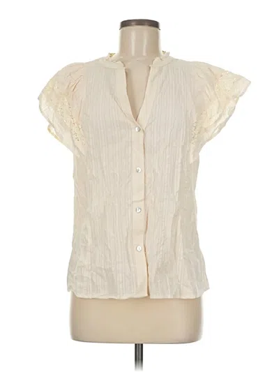 Pre-owned Falls Creek Short Sleeve Blouse In White