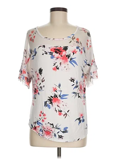 Pre-owned Falls Creek Short Sleeve Blouse In White