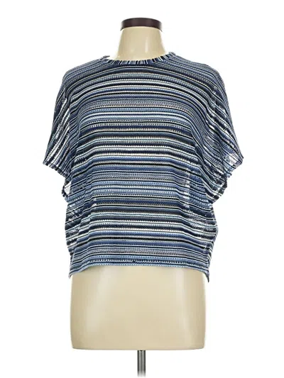 Pre-owned Falls Creek Short Sleeve Top Blue Mock Neckline Tops