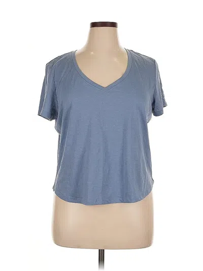 Pre-owned Falls Creek Short Sleeve Top Blue V Neck Tops