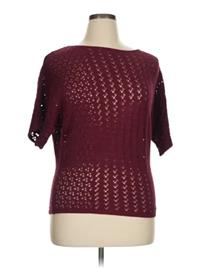 Pre-owned Falls Creek Short Sleeve Top Burgundy Boatneck Tops