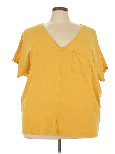Pre-owned Falls Creek Short Sleeve Top Yellow V-neck Tops