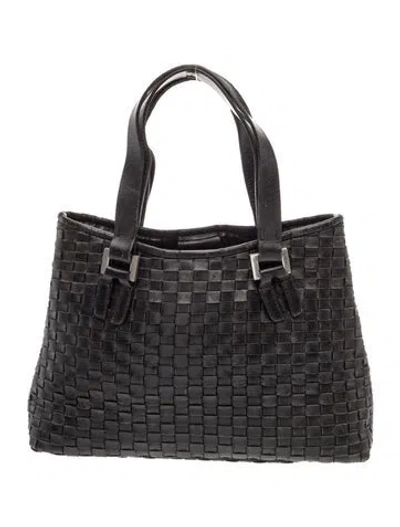 Pre-owned Falor Leather Top Handle Bag Medium In Black