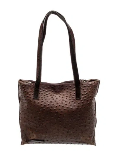 Pre-owned Falor Ostrich Shoulder Bag In Brown