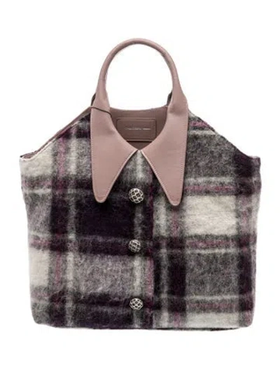 Pre-owned Falorni Italia Wool Bucket Bag In Gray