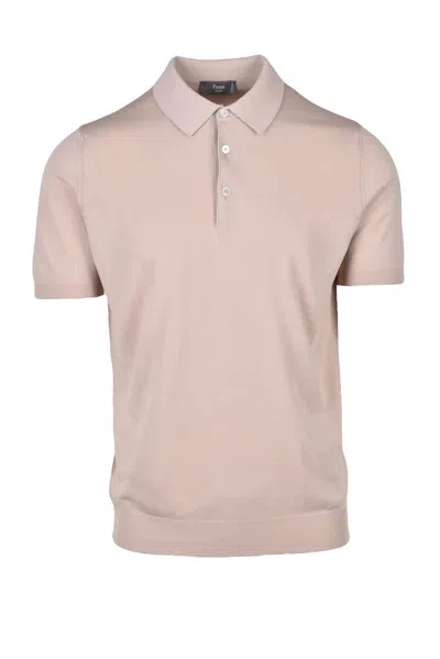 Fama Beige Cotton Polo Sweater In Multi