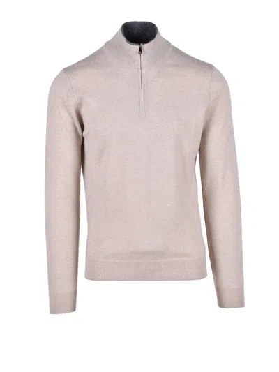 Fama Beige Merino Wool Cashmere Sweater In Multi
