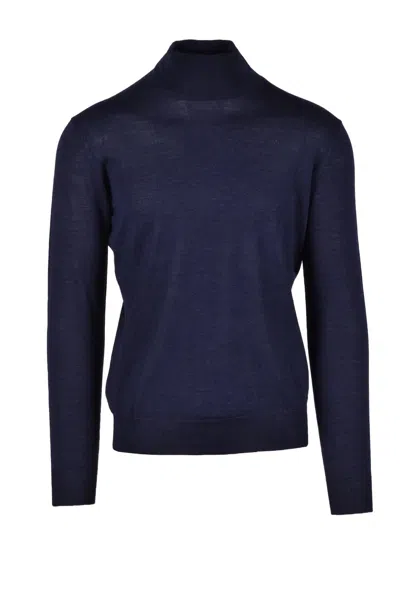 Fama Blue Crewneck Wool-blend Sweater In Black