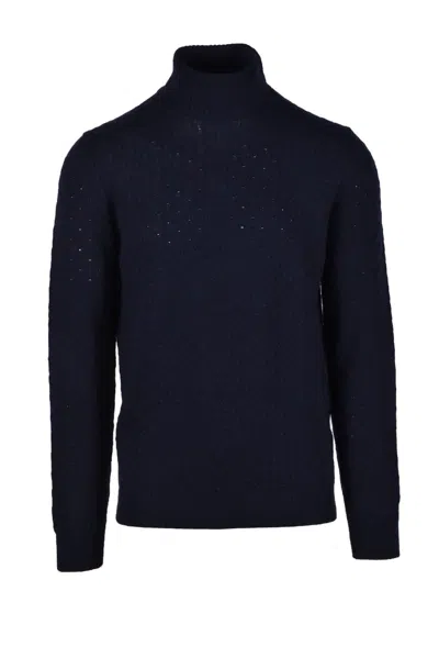 Fama Blue Wool, Silk And Cashmere Sweater In Black