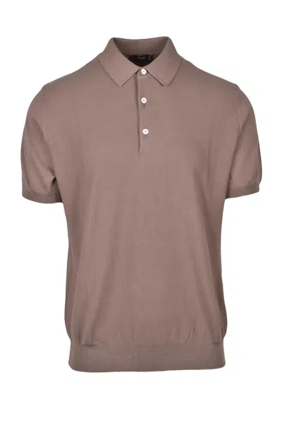 Fama Brown Knitted Cotton Polo