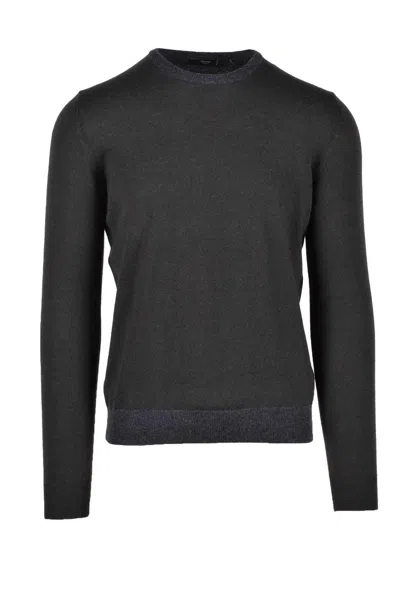 Fama Green Crewneck Silk-blend Sweater In Black