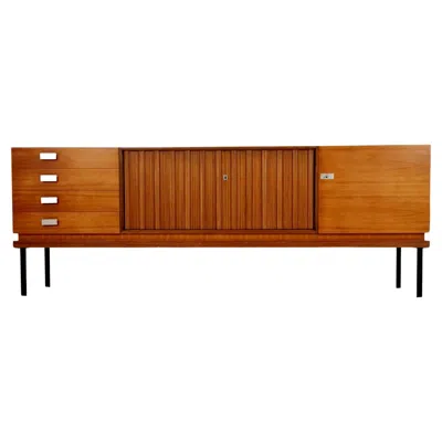 Pre-owned Fama Long Mid Century Modern German Walnut Sideboard By Famöla Möbel , 1950s In Brown