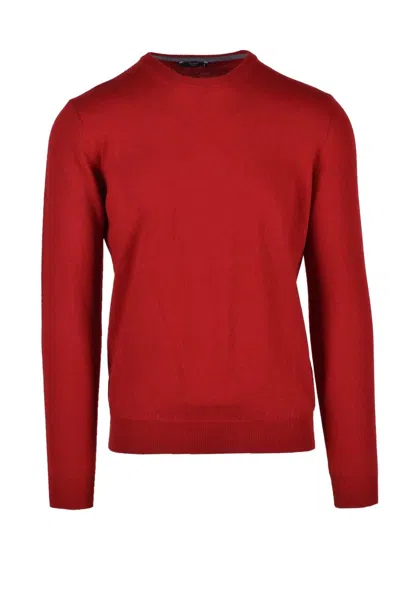 Fama Red Crewneck Merino Wool Sweater