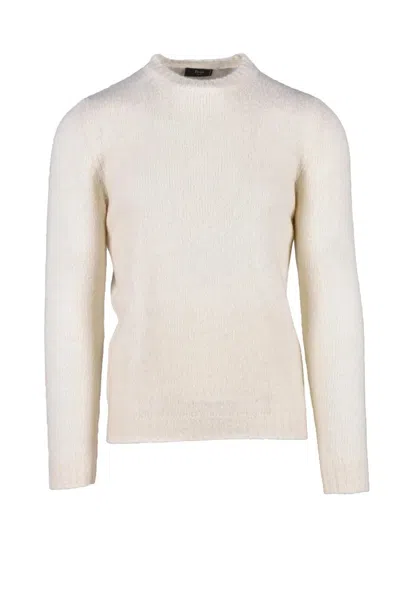 Fama White Wool, Cashmere And Nylon Sweater In Neutral