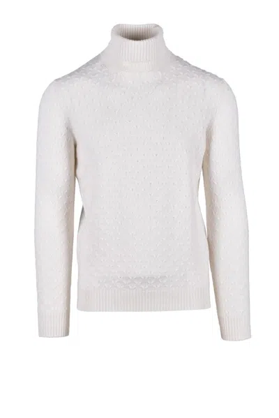 Fama White Wool, Silk And Cashmere Sweater